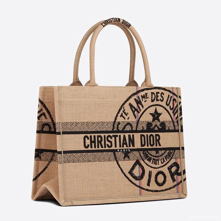 Cheap Beige Book Canvas Dior Motif Jute Tote 0817 Luxury